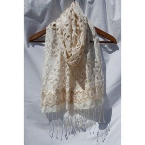 Gorgeous Cream Eyelet Silk Scarf
